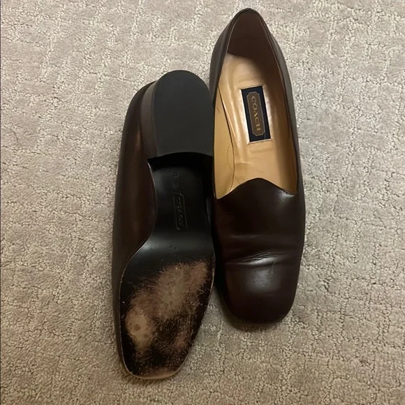 Coach Women's Brown Leather Loafers - Picture 2 of 3